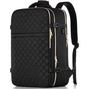 Elegant Black Quilted Travel Backpack
